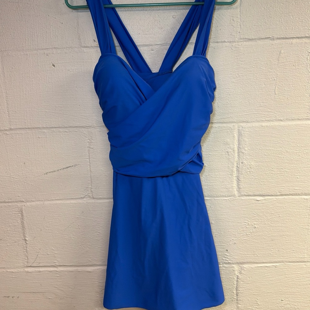 Women’s Cocopear Royal Blue Surplice Swim‎ Dress One Piece Swimsuit Size 2XL